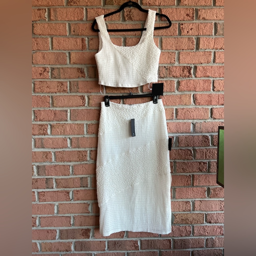 Lulu's Perfect Fate Ivory Textured Two-Piece Midi Dress NWT